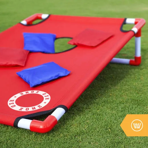 Cornhole Beach Set - 90x60cm - Red Zone - Incl 2x4 Cornhole Zakjes en Draagtas Recreatieve Sets Wicked Wood Games