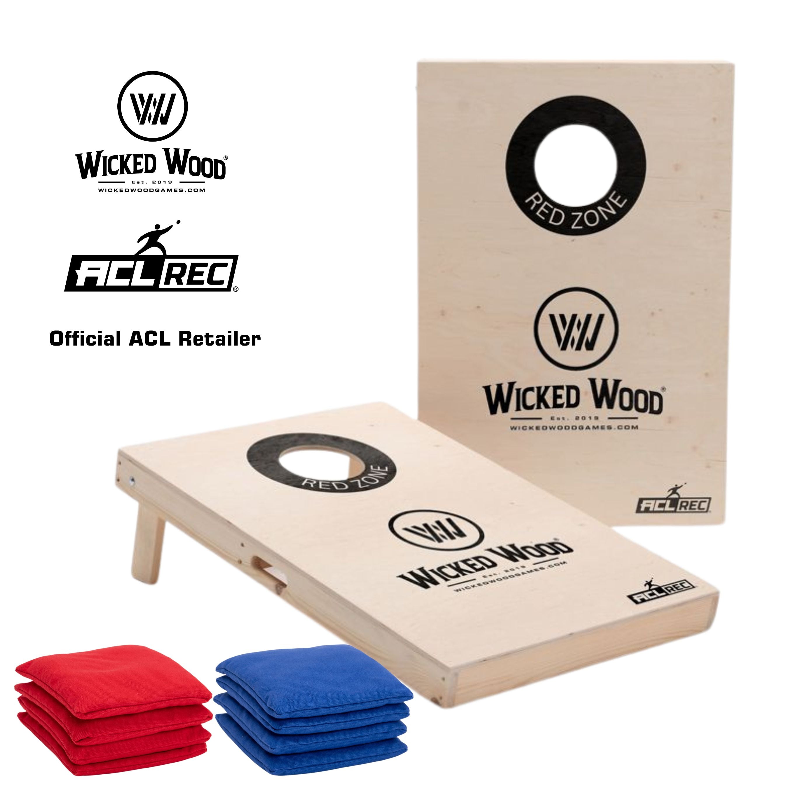 Cornhole Set - 90x60 - Black Red Zone Design Cornhole sets Wicked Wood Games
