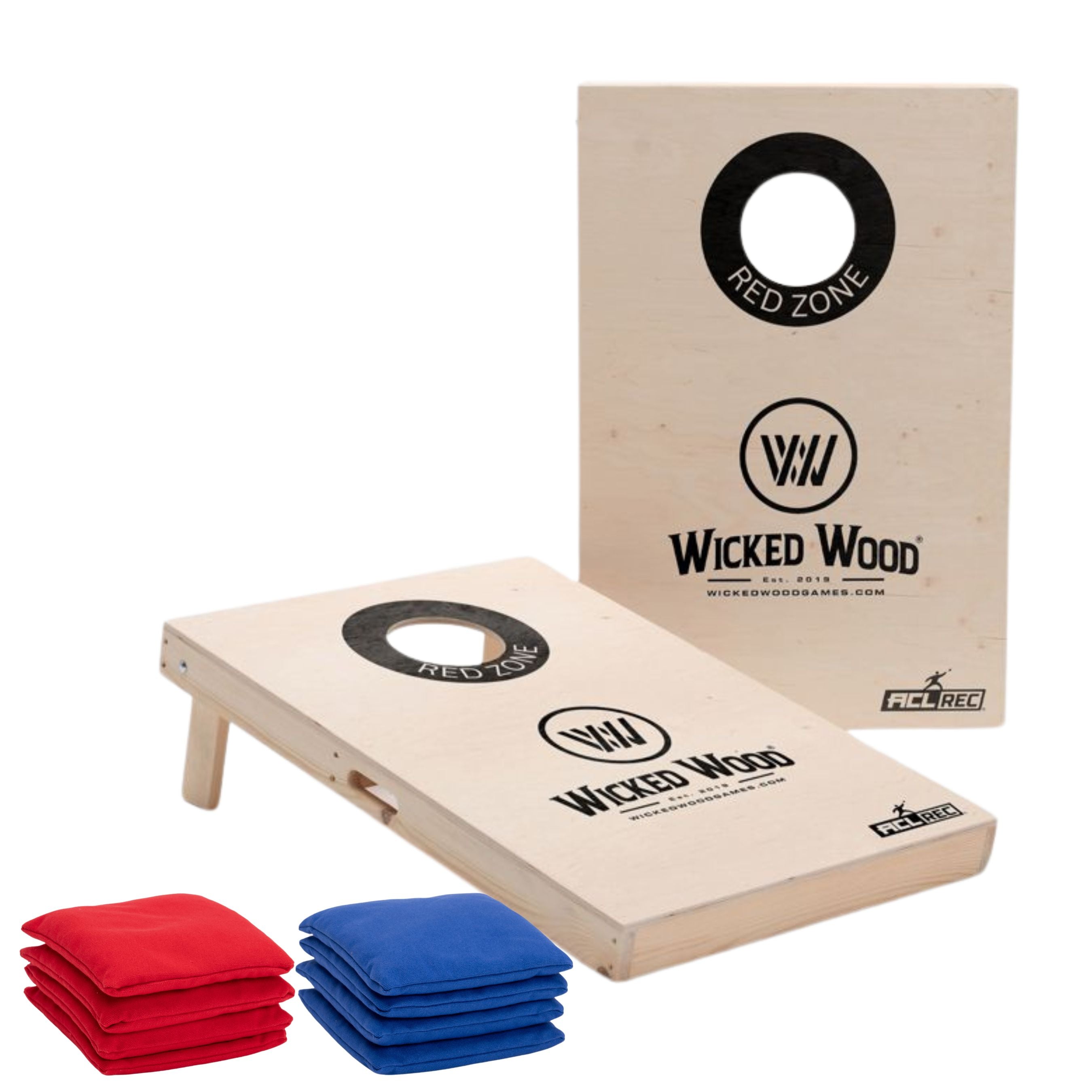 Cornhole Set - 90x60 - Black Red Zone Design Cornhole sets Wicked Wood Games