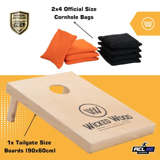 Cornhole Starting Kit - 90x60 - 1x Board / 2x4 Bags - Wicked Wood Cornhole sets Wicked Wood Games