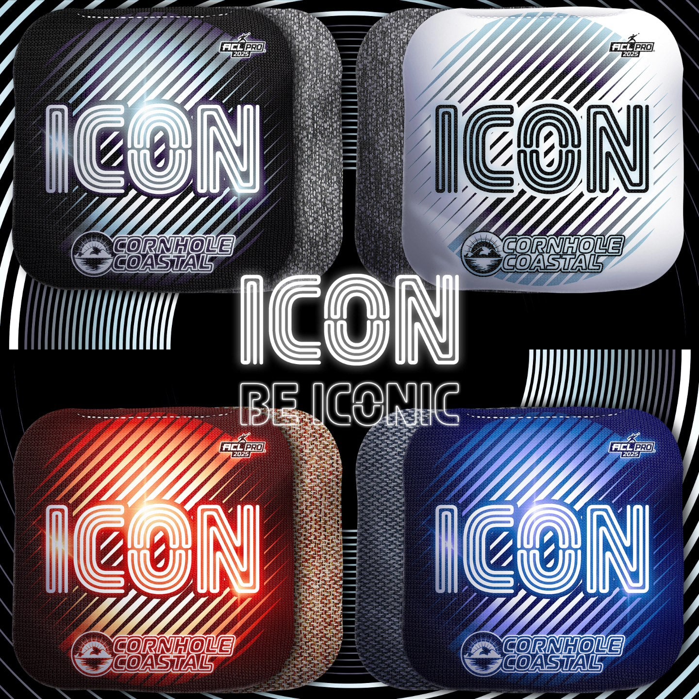 Cornhole Coastal - ICON 2025 - 1x4 Cornhole Bags Cornhole Bags Coastal Black