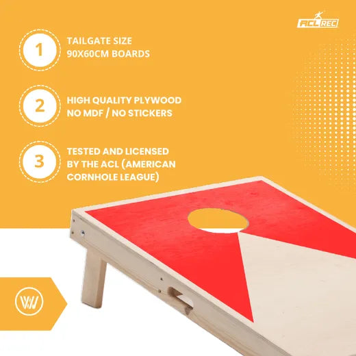 Cornhole Set - 90x60 - Red Cornhole sets Wicked Wood Games