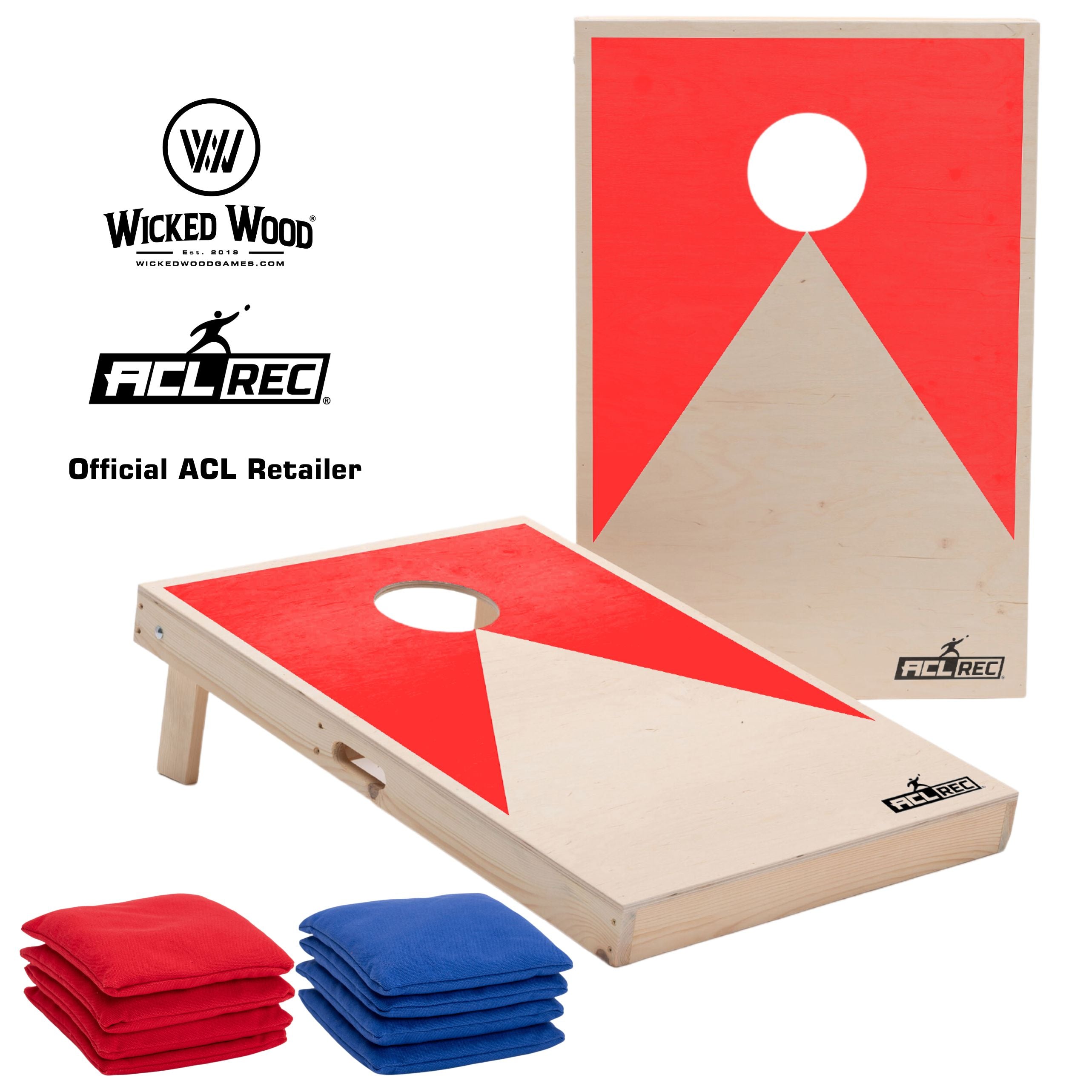 Cornhole Set - 90x60 - Red Cornhole sets Wicked Wood Games